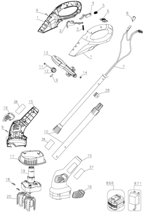 Default Diagram and Parts List for LGC120B Type 1 Black and Decker Cultivator